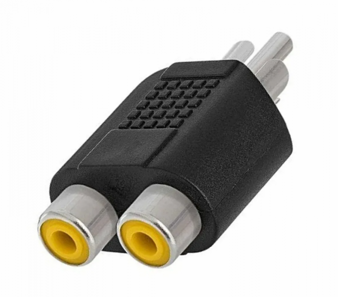 Переходник штекер RCA  - 2  гнезда  RCA  пластик