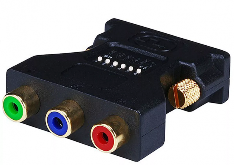 Переходник штекер DVI - 3 гнездо RCA (RGB) + гнездо HDMI