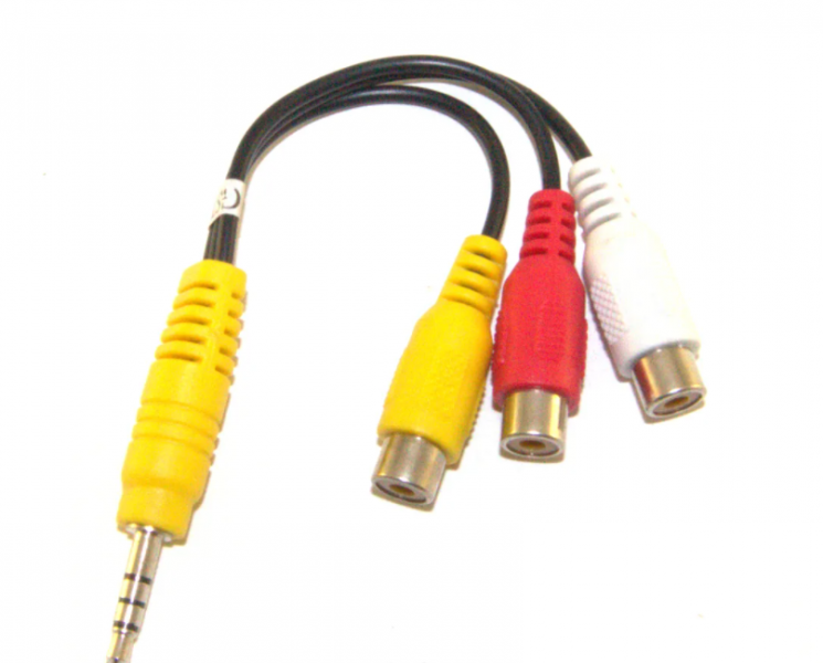 Переходник штекер 3,5 мм 4С - 3 гнездо RCA  GOLD   PVC bag   20 см
