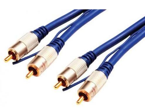Шнур штеккр 2 RCA - шт. 2 RCA GOLD METAL 5.0 м с управлением    6,0*2,0*6.0 мм